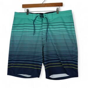Old Navy California Board Shorts‎ Mens 38x9 Green Blue Swimwear Beach Stretch